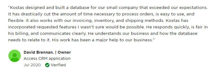 Client testimonial