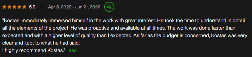 Client testimonial